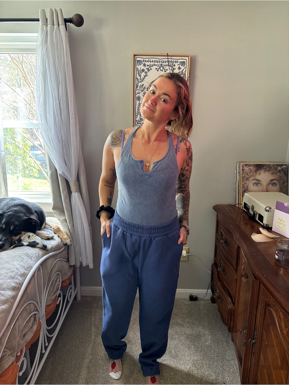 Everyday Ribbed Tank- Blue - Picture 2 of 5